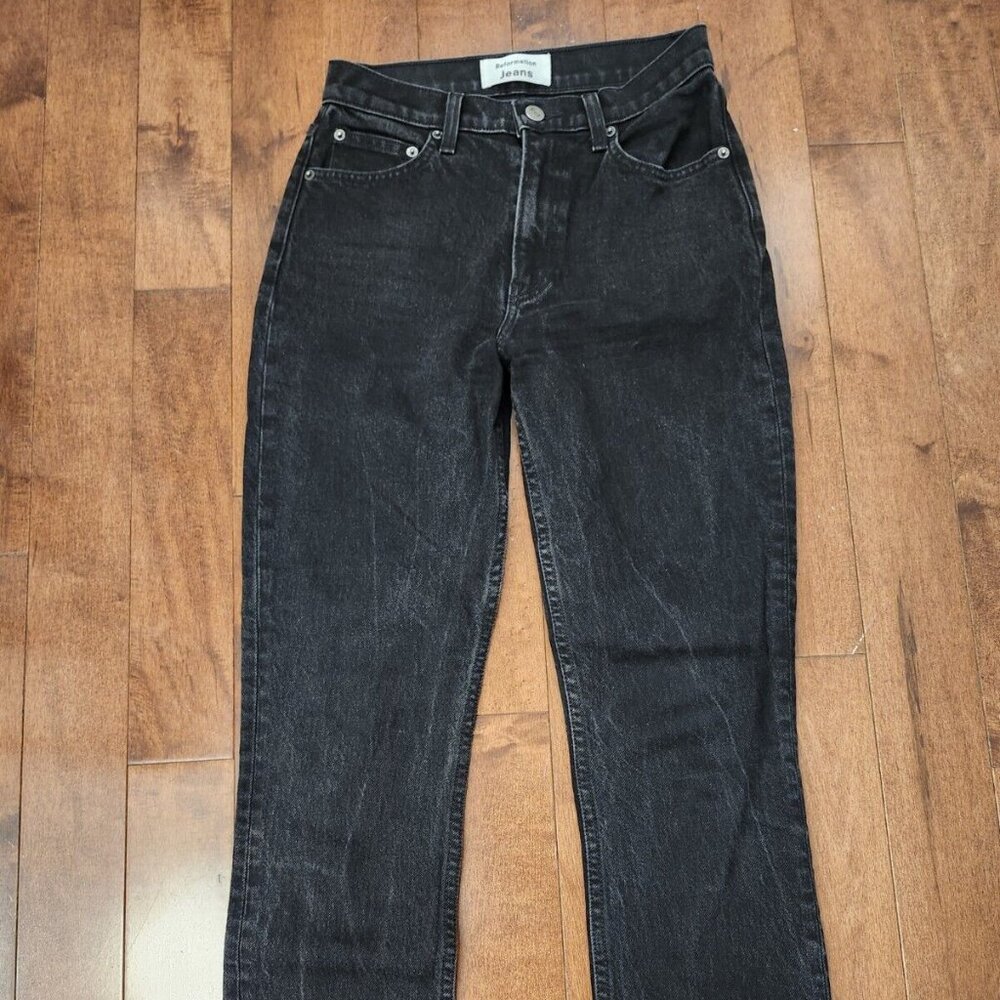 Reformation Jeans women's Liza high straight crop in faded black in size 25
